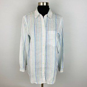 Gap Boyfriend Fit Womens XS Pastel Striped Linen Button Down Long Sleeve Shirt